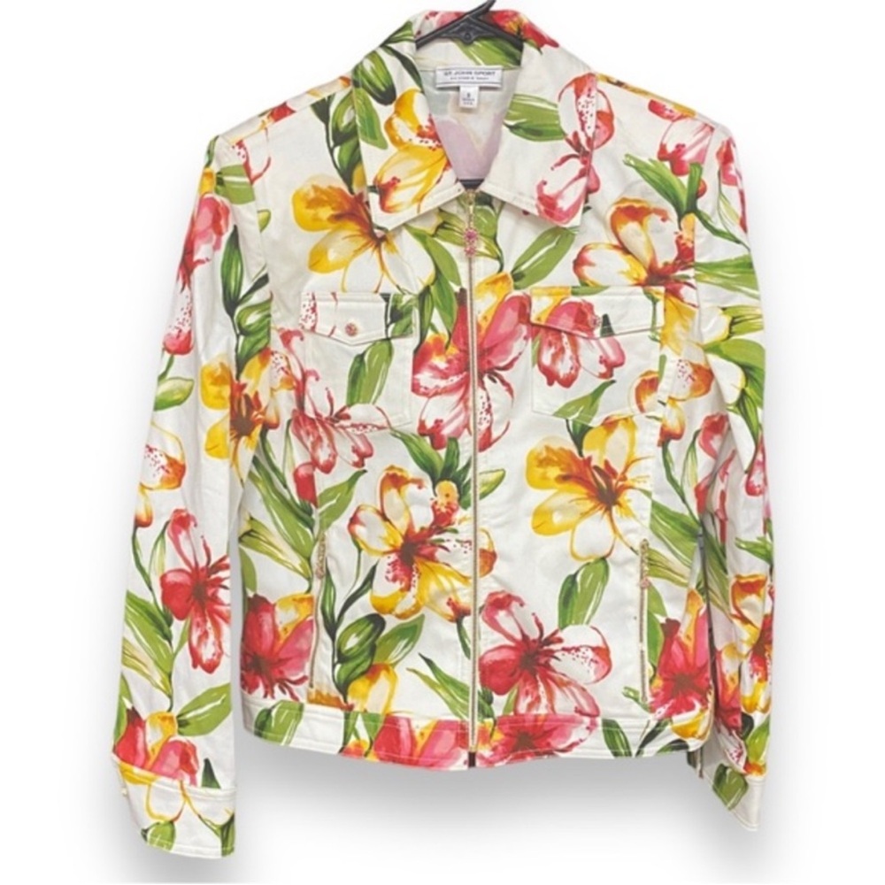 St. John Sports By Marie Gray Floral Print Jacket Small